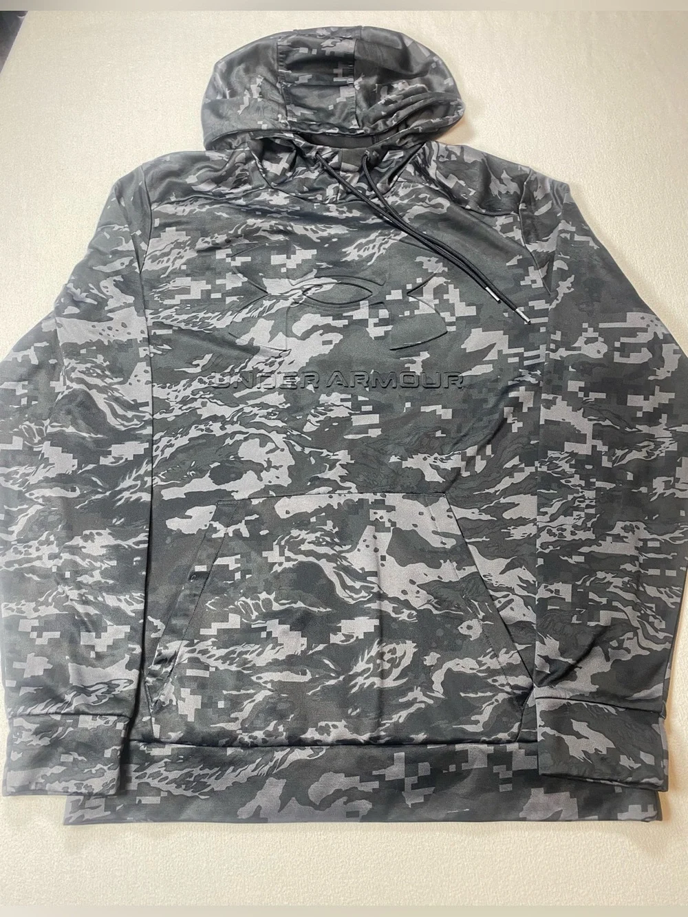 Under Armour Rival fleece Black & Gray Digital Camo Pullover Hoodie